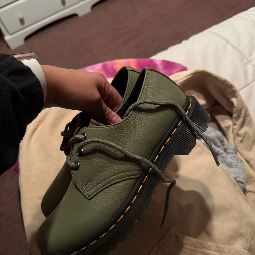Dr. Martens Forest Green Leather Oxfords